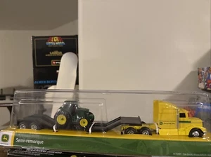 Tomy John Deere Yellow Hauler Semi with Trailer and one Green John Deere Tractor - Picture 1 of 1