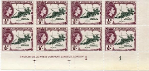 VIRGIN ISLANDS 1956 DEFINITIVES SG149a ½c IMPRINT/PLATE BLOCK OF 8 MNH - Picture 1 of 1