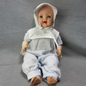 Vintage Effanbee Baby Doll Open Mouth Smile Oilcloth Body 21" - Picture 1 of 15