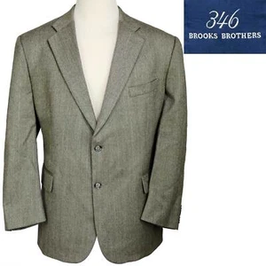 Brooks Brothers Sport Coat Suit Jacket Brown Classic Wool Herringbone 48 R - Picture 1 of 8