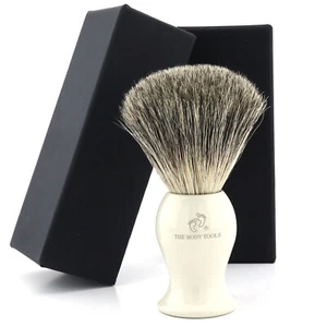 Cepillo de afeitado color marfil cerdas tejón profesional peluquero salón barba limpia - Imagen 1 de 1