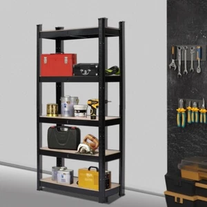 5 Tier Heavy Duty Metal Shelving Rack Unit Garage Storage Shelf Black - Picture 1 of 6