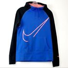Nike Therma Fit Jacket Women's Size S Blue Thumbholes Funnel Neck Big Swoosh 