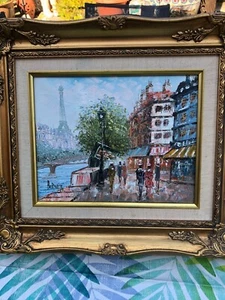 Oil on Canvas Paris scene by Burnet - Picture 1 of 3