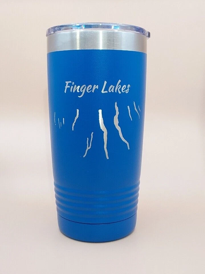 Вакуумный изолированный лазерный стакан Finger Lakes New York с гравировкой кофейная чашка 20 унций - Изображение 1 из 3