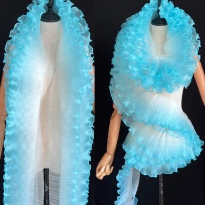 1/3/5yards Pleated Lace Trim Gradient Organza Ruffled Fabric Tulle Edge Sewing - Image 1 of 4