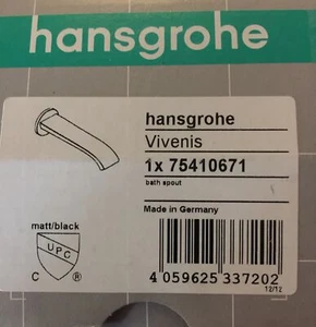 Hansgrohe Vivenis Modern Tub Spout Matte Black 75410671 - Picture 1 of 2