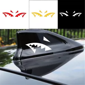 Pair of Shark Fin Antenna Auto Decals Shark Mouth Reflective Universal Stickers - Picture 1 of 10