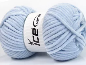 4-Skein Lot Chenille Baby Yarn medium 4x100g/120m Lt Indigo Blue - Picture 1 of 4