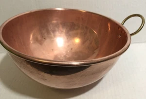 Vintage Kupfer Rührschüssel 8,5" Messing Hänge Ring Landhaus Rustikal Bauernhof Küche - Bild 1 von 7