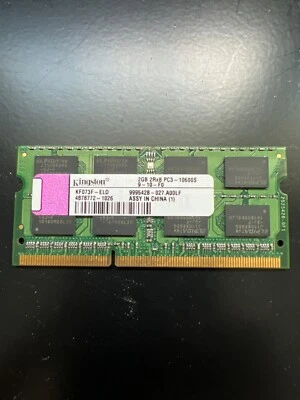 Kingston 2GB 2Rx8 PC3-10600s DDR3 laptop Memory RAM ASU1333D3S9DR8/2G - Image 1 of 2