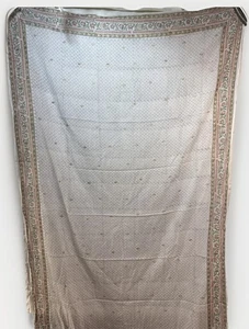 VTG Indian Cotton Gold Gilted Saree Wrap Fabric Print Sari Ethnic Sarong 42”X72” - Picture 1 of 9