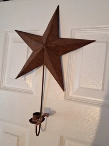 Rustic Farmhouse Metal Star. Rust/Brown. Primitive Wall Candle Sconce. 🌟 15x10" - Picture 1 of 14