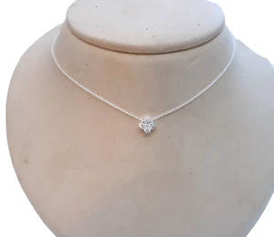 Electric Picks Dainty CZ Clover Necklace Silver Tone 16" New Delicate Minimalist - Picture 1 of 7