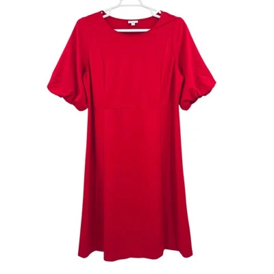 J. Jill Women's Balloon Sleeve Shirt Dress Red Large - Image 1 of 4