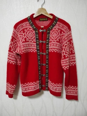 Шерстяной вязаный красный винтажный кардиган Nordstrikk Norway - Изображение 1 из 4