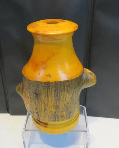 Hand Turned Wood Vase Handcrafted Don Utah Aspen Live-Edge Style 8" H / 6-1/4" W - Picture 1 of 8