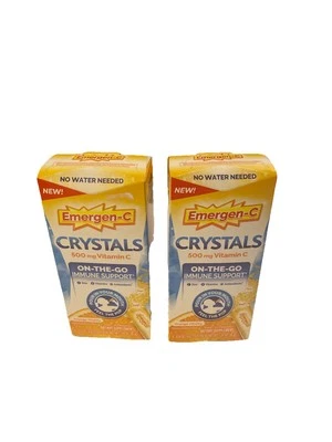 2 Cajas Cristales Emergen-C 500 mg NARANJA Vitamina C 9 Varillas 18 Paquetes Total 08/25 Foto 1 de 3