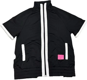Adidas Sweater Youth Girls Size Large Full Zip Jacket Short Sleeve Blk/wht - Picture 1 of 5