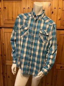 Camisa casual hombre MWT turquesa cuadros manga larga talla L 41/42 Aviation Premium Wear - Imagen 1 de 12