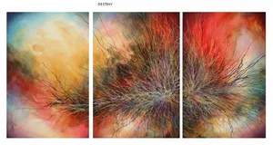 Pintura M. Lang Arte Abstracto Original Moderno Contemporáneo Decoración Hogar Rojo Suave - Imagen 1 de 6