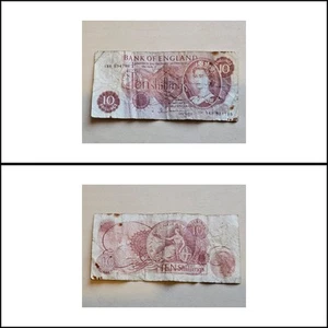 Ten Shillings Banknote 18R - 1960s Hollom - Queen Elizabeth II - Circulated - Picture 1 of 3