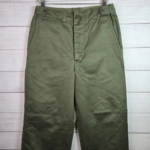 Vintage WWII US Army Military Olive Trouser Field Cotton Chino Pants 32x32 - Picture 1 of 14
