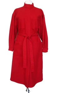 Vintage 1970s Vuokko Suomi Finland Red Wool Trench Coat S/M Women - Picture 1 of 13