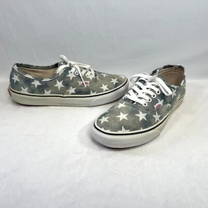 Vans Blue Denim & White Stars Lace Up Sneakers Women's Size 9.5/Men's 8 - Picture 1 of 8