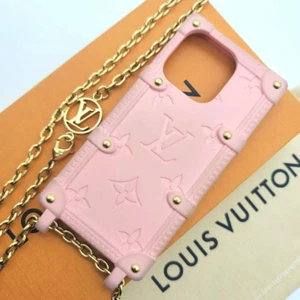Louis Vuitton iPhone 14 Pro Case Re Trunk Monogram Pink Gold Chain M81997 Japan - Picture 1 of 8