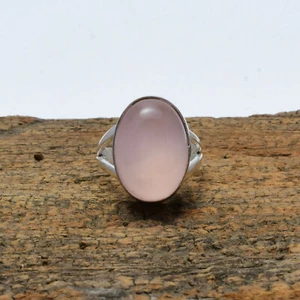 Graceful Rose Quartz Gemstone 925 Sterling Silver Handmade Ring All Size - Picture 1 of 3
