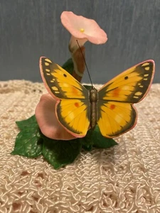 Vintage Lenox 1993 Orange Sulphur Flowers Butterfly Figurine - Picture 1 of 6