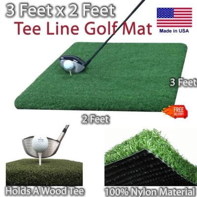 Alfombra de línea de camiseta de práctica de campo de prácticas de campo de prácticas de golf de 2 pies x 3 pies sostiene una camiseta de madera Foto 1 de 4
