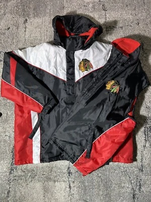Винтажный 90-х Chicago Blackhawks стартер молнии пуховик куртка размер 2XL XXL - Изображение 1 из 4