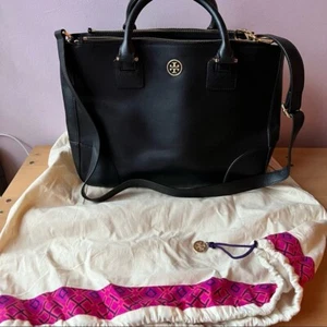 Große Tory Burch schwarze Saffiano Leder doppelte Reißverschlusstasche - Bild 1 von 16