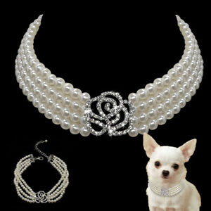Pet Puppy Small Dog Jewellery Necklace Party Pearl Collar For Chihuahua Yorkie S