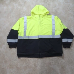 Red Kap Hooded Sweatshirt Mens 4XL Full zip Hoodie Safety Yellow Reflective - Picture 1 of 11