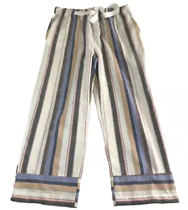 Zaket & Plover Womens Linen Blend Pants Size L Striped High Rise Tie-Waist NWOT - Picture 1 of 12