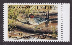 MATT'S STAMPS US SCOTT #8, $5.25 KENTUCKY STATE DUCK STAMP 1992 MNH - Picture 1 of 3
