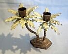 Antique Brass Palm Tree Double Candlestick Holder~5-3/4" Tall~India