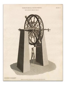 Ilustración Astronómica TROUGHTON'S MURAL CIRCLE 1800 De Colección Estampado 22x17 - Imagen 1 de 2
