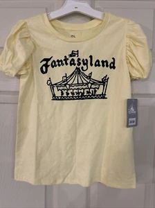 Disney Parks Carousel 100th Fantasyland T-Shirt Puffy Sleeves Girls Kids Size 13 - Picture 1 of 3