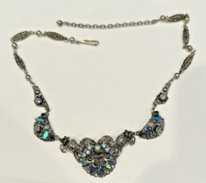 HERMOSO COLLAR FILIGRANA DIAMANTES DE IMITACIÓN ALEMANIA OCCIDENTAL VINTAGE - Imagen 1 de 6