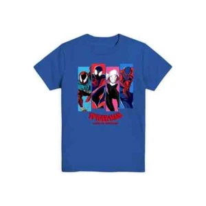 Spider-Man Boys Spiderverse Line Up Graphic Short Sleeve T-Shirt-Blue-XL (14/16) - Picture 1 of 1