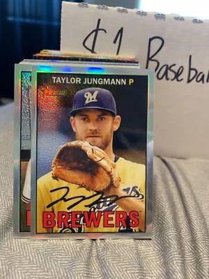 2016 Topps Heritage Chrome Refractors #THC489 Taylor Jungmann/567 BREWERS! KF1 - Image 1 of 2