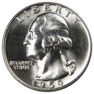 1959 D Washington Quarter BU Uncirculated Mint State 90% Silver 25c US Coin - Image 1 of 2