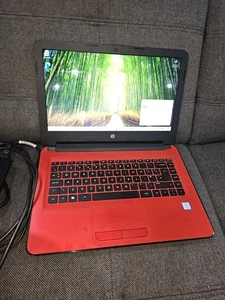 K1077 HP 14-AM080NA 14" Laptop i3-6006U 2.00GHz 8GB RAM 128GB SSD Red Windows 11 - Picture 1 of 22