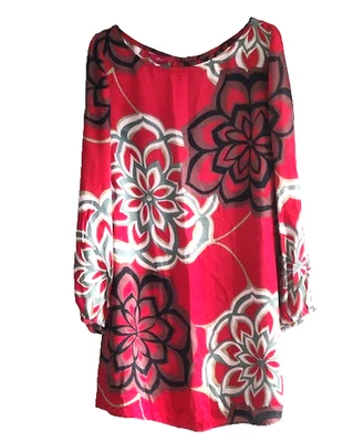 "MONSOON" Stunning Red Pure Silk Dress / Long Tunic Top - SIZE 14 - WORN ONCE!!! - Image 1 of 4
