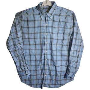 Peter Millar Crown Sport langärmliges blau kariertes Button-Down-Hemd für Herren LARGE - Bild 1 von 9