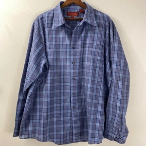 Vintage Löwenhöhle XL kariertes Button Down Hemd Langarm blau braun Herrenmode - Bild 1 von 10